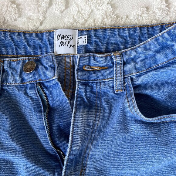 Princess Polly Swalla Shorts Blue Denim Size 4 - Picture 3 of 5